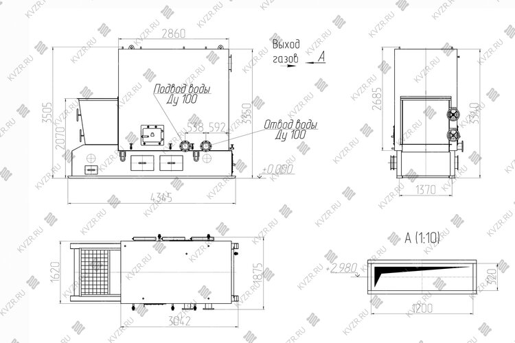 Чертеж котла КВм 1.6 с ТЛПХ