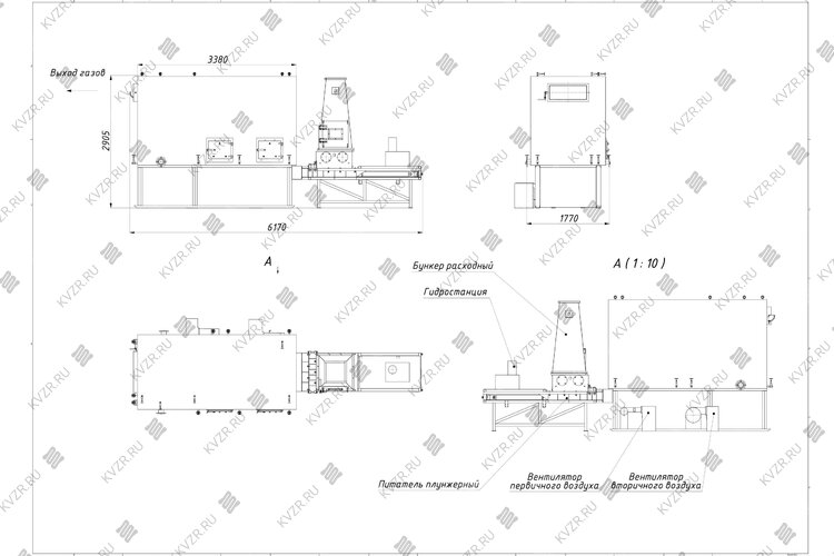 Котел на опилках 1.28 МВт чертеж